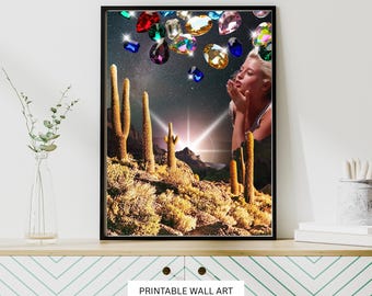Surreal 'Whispers of the Desert' Art Print: Boho Home Decor (Digital Download)