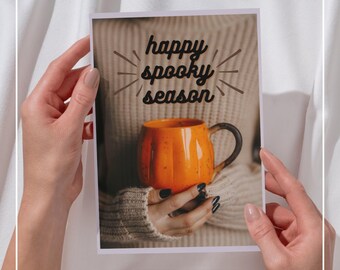 Cozy Halloween Card: Spooky Season Greetings (Digital Download)