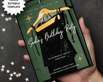 Editable Birthday Invitation Template: Canva Party Invite (Digital Download)