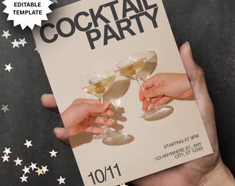 Editable Cocktail Party Invitation: Glam Girls Night Canva Template (Digital Download)