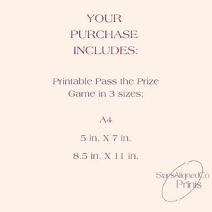Printable Pass the prize bridal shower game in three sizes