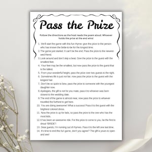 Pass the prize bridal shower game