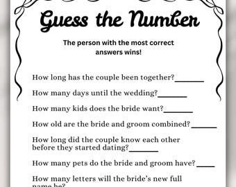 Guess the Number Bridal Shower Game Bow Bridal Shower Fun Bridal Party Games Bridal Shower Activities