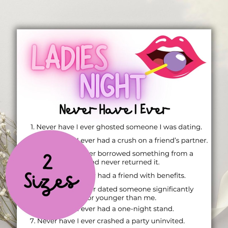 Ladies Night Never Have I Ever Printable Ladies Night Party Games Fun ...