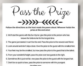 Pass the Prize Bridal Shower Game Minimalist Bridal Shower Prize Rhyme Game Pass the Gift Poem Fun Bridal Shower Activities Party Games