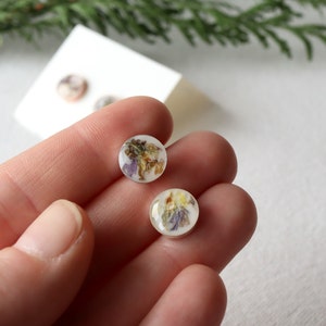 Round Floral Studs with Rose-gold or Sterling Silver Rose Gold Jewelry Gold-filled Earrings Pressed Flower Jewelry by Wild Blue Yonder image 8