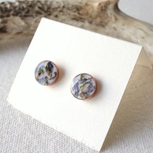 Round Floral Studs with Rose-gold or Sterling Silver Rose Gold Jewelry Gold-filled Earrings Pressed Flower Jewelry by Wild Blue Yonder image 5