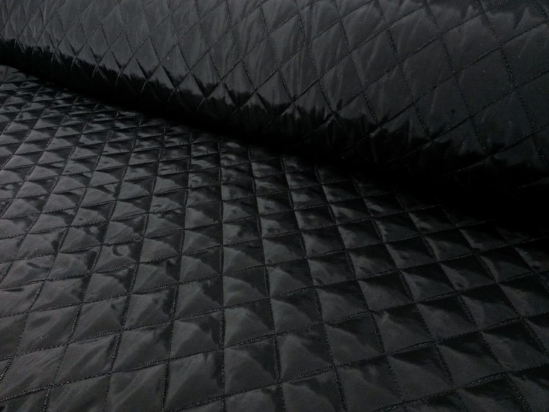 Quilted Satin Lining Black Polyester Quilt Lining Fabric Etsy