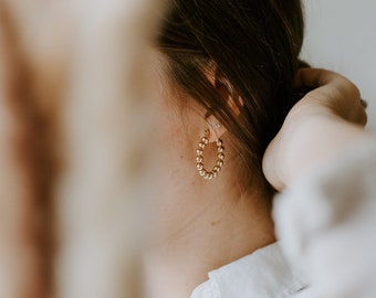 Ball Hoop Earrings l Gold Filled Earrings, Hoop Earrings, Layering Hoops, Gold Hoop Earrings, Gold Hoops Earrings, Bold Hoop Earrings