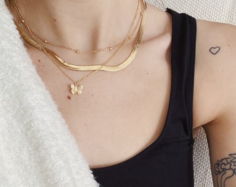 Dainty Satellite Layering Necklace l Gold Filled  Layering Chain, Gold Satellite Necklace, Satellite Chain, Choker Necklace, Bead Necklace