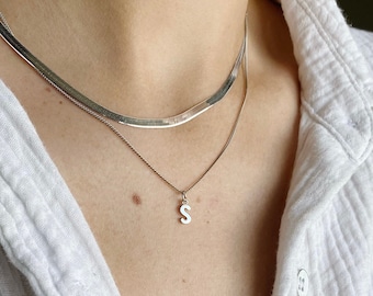 Sterling Silver Tiny Initial Pendant Necklace l Initial Necklace, Initial Pendant, Custom Necklace, Letter Pendant, Silver Letter Necklace