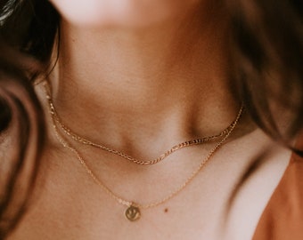 Dainty Figaro Layering Necklace l Gold Filled Layering Chain, Gold Figaro Necklace, Figaro Chain, Gold Filled Necklace, Flat Figaro