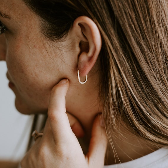 Small Rectangle Huggie Hoop Earrings 18K Gold Filled Earrings Layering Hoops Petite Gold Hoop Earrings Tarnish Resistant Hypoallergenic Etsy