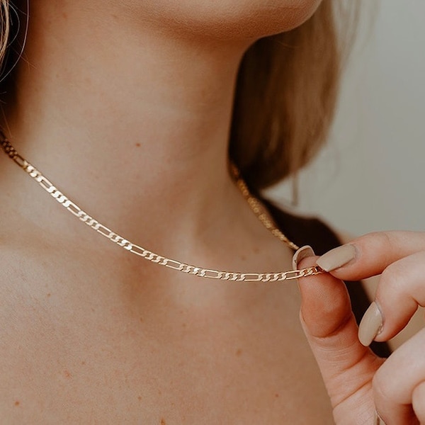 Figaro Layering Necklace l Gold Filled Layering Chain, Gold Figaro Necklace, Figaro Chain, Gold Filled Necklace, Flat Figaro