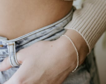 Sterling Silver Figaro Bracelet - Dainty Bracelet, Silver Jewelry, Silver Bracelet, Figaro Bracelet, Sterling Silver Figaro Chain