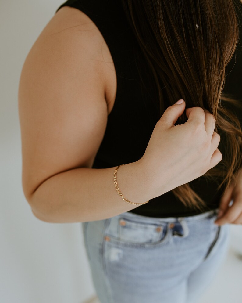 Gold Filled Figaro Bracelet l Gold Bracelet, Figaro Bracelet, Figaro Jewelry, Gold Bracelet, Gold Filled Jewelry, Minimalist Bracelet image 5