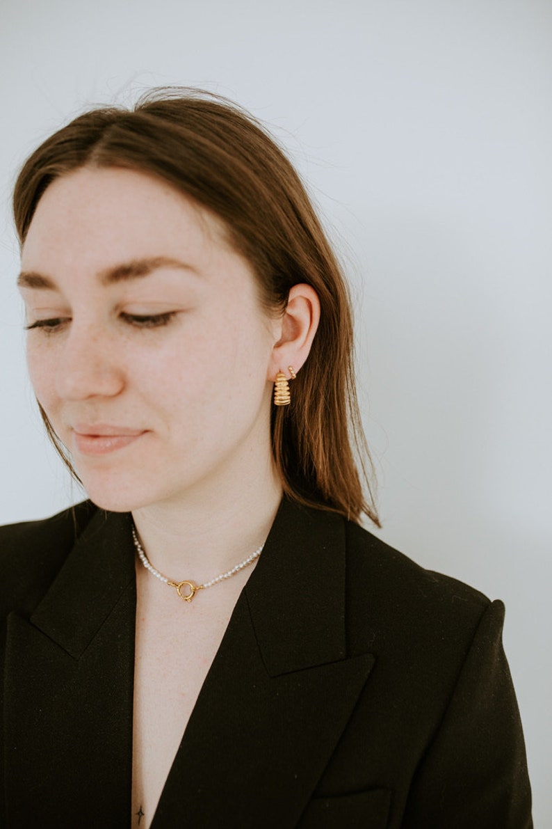 Mini Dottie Rectangle Hoop Earrings l Gold Filled Earrings, Tiny Hoops , Huggie Hoops , Tiny Earrings , Gold Filled Huggies , 10mm Hoops image 8