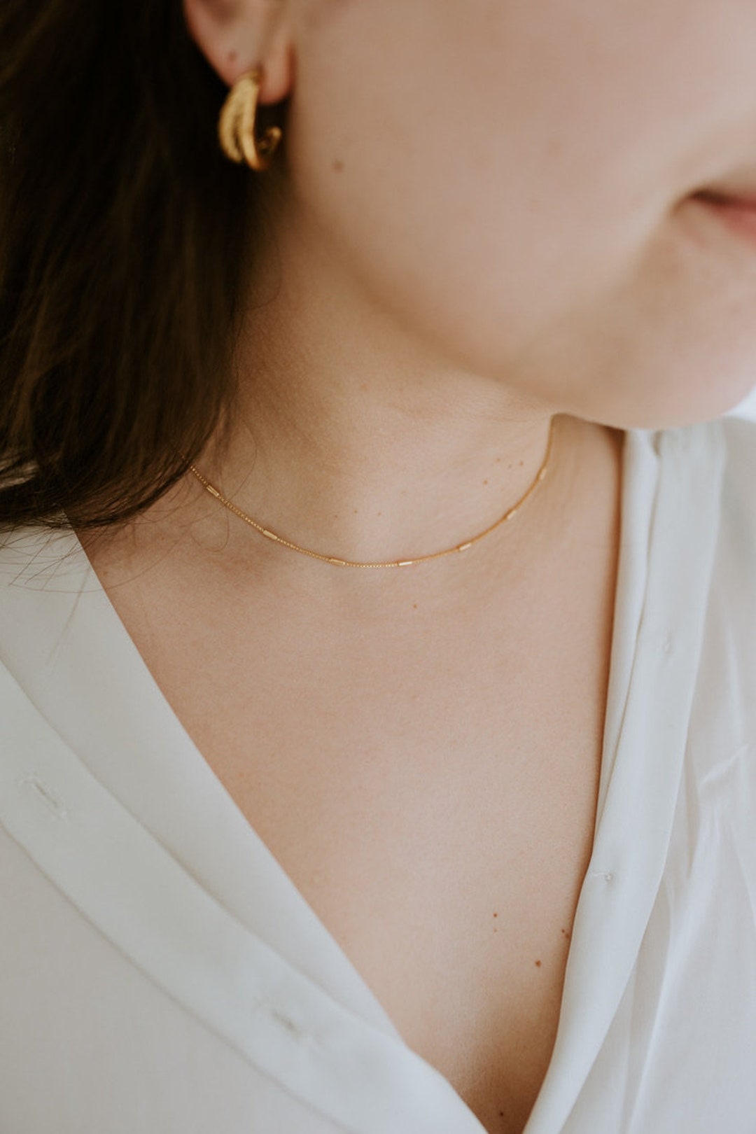 Gold Filled Block Chain L Gold Filled Necklace Dainty Chain 