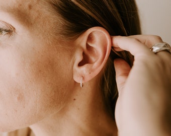 Sterling Silver Sleeper Hoops l  Hoop Earrings, Layering Hoops, Bold Earrings, Silver Hoop Earrings, Silver earrings, Silver statement hoops