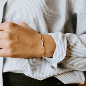 Gold Filled Chunky Paperclip Bracelet, 18k Gold Statement Bracelet, Gold Filled Jewelry, Layering bracelet, gift for her, Custom Sizing