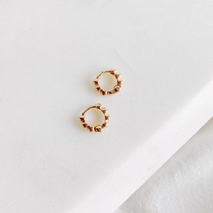 Mini Dottie Rectangle Hoop Earrings l Gold Filled Earrings, Tiny Hoops , Huggie Hoops , Tiny Earrings , Gold Filled Huggies , 10mm Hoops image 4