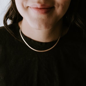 3mm Gold Filled Herringbone Necklace l Snake Chain, Statement Necklace, Layering Necklace, Flat Snake, Gift for her, Thin Herringbone Chain