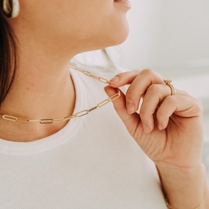 Gold Filled Chunky Paperclip Layering Chain l 18k Gold Filled Thick Layering Statement Chain, Chunky Everyday Jewelry, Big Rectangle link