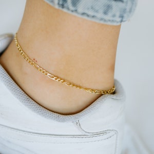 Figaro Link Anklet  l Layering Anklet, Gold Figaro Ankle Bracelet, Gold Filled Anklet ,Dainty Anklet Chain, Summer Anklet for women, gift