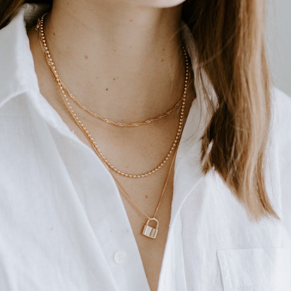 Lock Pendant Long Necklace – LINKED JEWEL