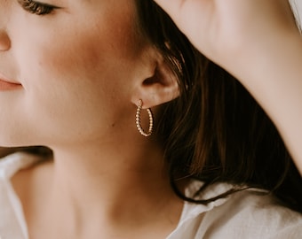 Mini Ball Hoop Earrings l Gold Filled Earrings, Hoop Earrings, Layering Hoops, Gold Hoop Earrings, Gold Hoops Earrings, Bold Hoop Earrings