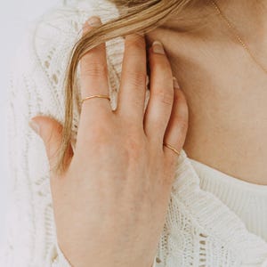 14k Gold Filled Thin Stacking Ring, Minimalist Band, Everyday Wear, Water Resistant