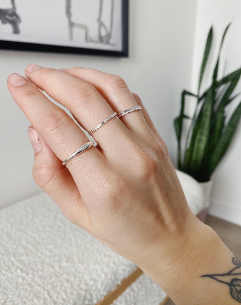 Dottie Silver Ring l Simple Silver Ring, Stacking Ring, Minimalist Silver Ring, Flat Bead Ring, Gold Band Ring, Sterling Silver Ring image 8