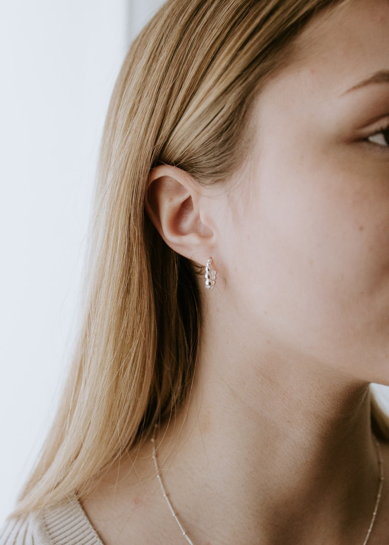 Sterling Silver Dottie Hoops l Hoop Earrings, Layering Hoops, Bold Earrings, Silver Hoop Earrings, Silver earrings, Silver statement hoops image 3