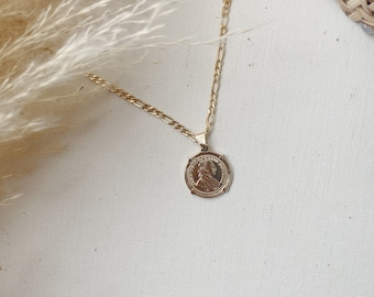 Vintage Coin Necklace l Coin Pendant Necklace, Dainty Layering Necklace, Coin Charm,  Minimalist Jewelry, Gold Filled necklace, Gift for her