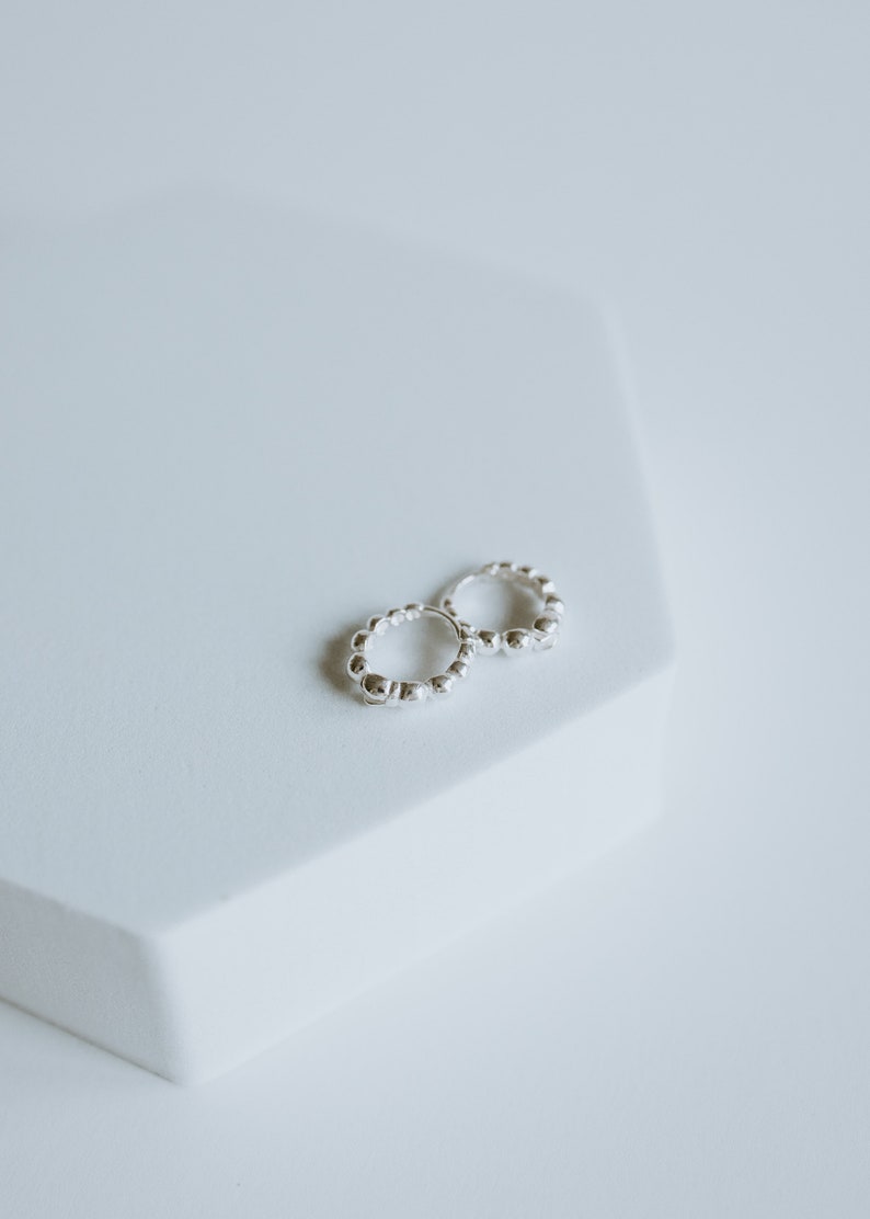 Sterling Silver Dottie Hoops l Hoop Earrings, Layering Hoops, Bold Earrings, Silver Hoop Earrings, Silver earrings, Silver statement hoops image 2