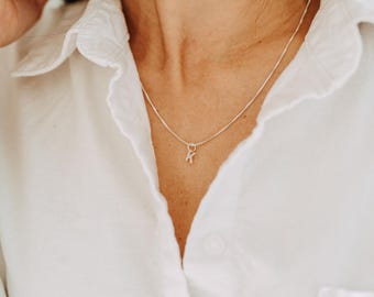 Sterling Silver Initial Necklace – Custom Letter Pendant