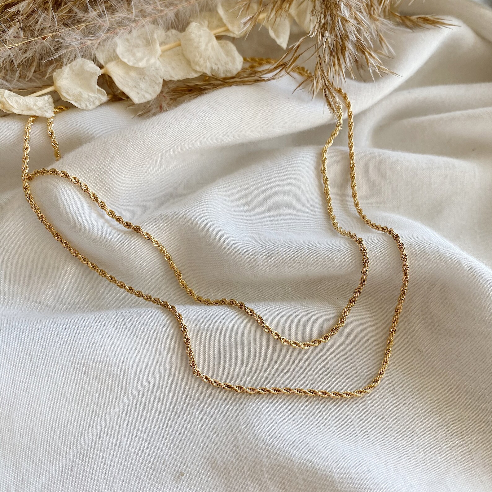 Rope Layering Chain L Gold Layering Necklace Stacking Etsy