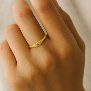 Custom 14k Gold Filled Signet Ring, Engraved Initial Stacking Band