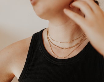 Dainty Satellite Chain l Layering Necklace, Gold Necklace, Layering Chain, Gold Filled Jewelry, Chain Necklace,  Dainty Layering Chain