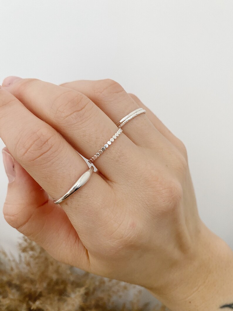 Dottie Silver Ring l Simple Silver Ring, Stacking Ring, Minimalist Silver Ring, Flat Bead Ring, Gold Band Ring, Sterling Silver Ring image 1