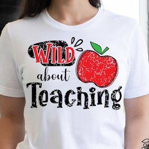 Loco por enseñar Diseño SVG y de sublimación, Regreso a la escuela, Maestro, Estampado animal, Manzana desgastada, Archivo de corte digital Cricut Silhouette