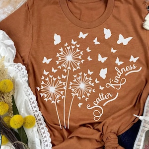 Scatter Kindness Dandelion SVG e design a sublimazione, Farfalle, Sii gentile, Giorno ventoso, Diffondere amore, File di taglio digitale Cricut Silhouette