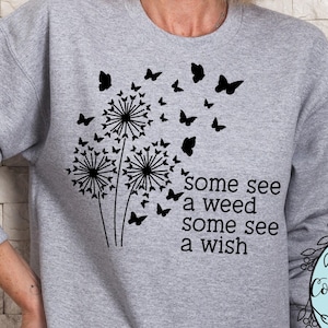 Einige sehen ein Unkraut, einige sehen einen Wunsch SVG und Sublimationsdesign, Löwenzahn, Schmetterlinge, gelbe Blume, Cricut Silhouette Digital geschnitten