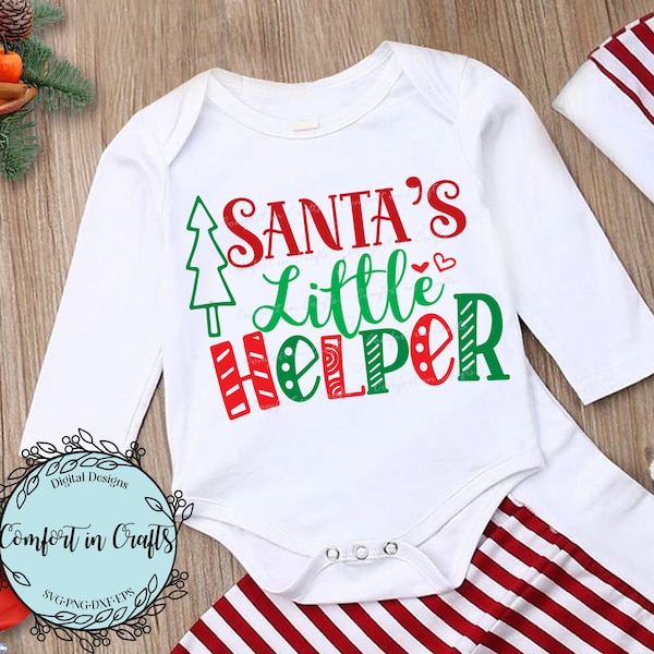 Santa's Little Helper SVG Elf helper SVG Child t-shirt design Baby Christmas SVG Cricut Silhouette Digital cut file