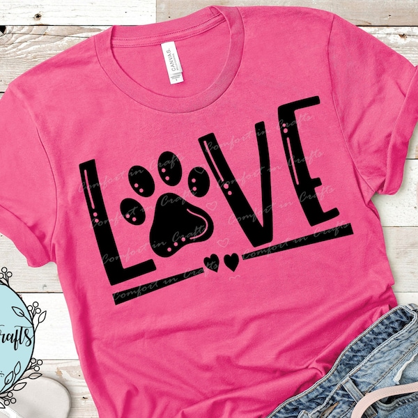 Dog Love SVG Paw Print SVG Dog Mom design T-shirt design Mug sublimation Cricut Silhouette Digital cut file