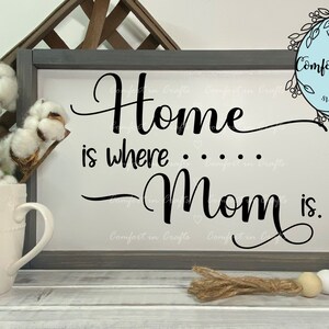 Home is Where Mom Is SVG Mutterliebe SVG Muttertag Design T-Shirt Design Holzschild Design Cricut Silhouette Digitale Schnittdatei