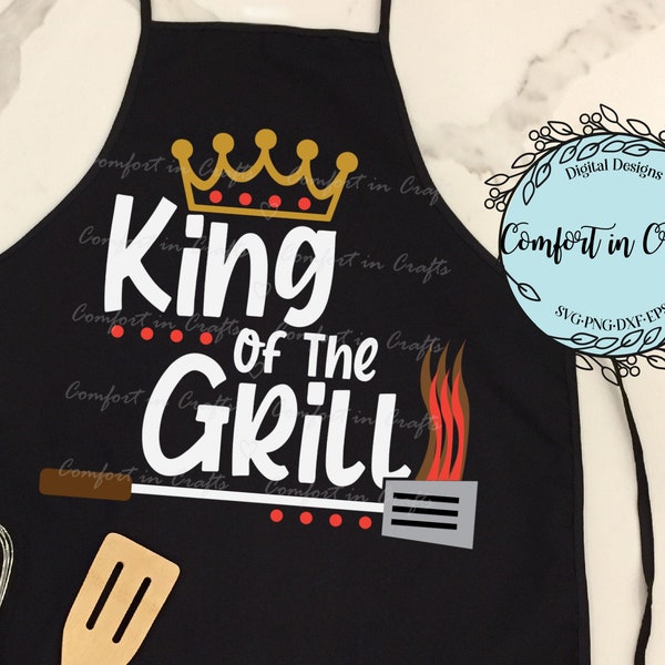 King of the Grill SVG Grill tools and fire SVG Father's Day gift design T-shirt design Grill Master SVG Cricut Silhouette Digital cut file