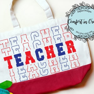 Teacher SVG Stacked letters SVG Educator SVG T-shirt design Tote bag design Cricut Silhouette Digital cut file