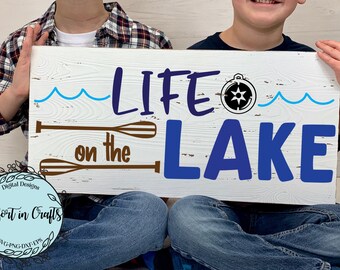 Livet vid sjön SVG Sjöälskare SVG Veranda Välkomstskylt SVG Boater design T-shirt design Cricut Silhouette Digital klippfil