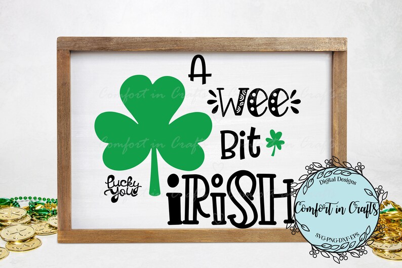 Wee Bit Lettering Wee Bit Irish SVG and Sublimation Design, Saint Patrick's Day, Shamrock ...